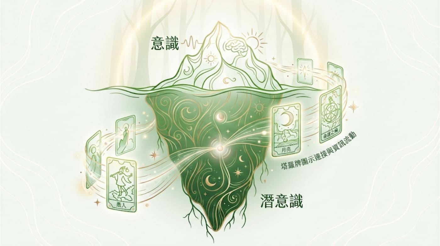 塔羅牌結合榮格心理學與潛意識投射的運作機制圖解